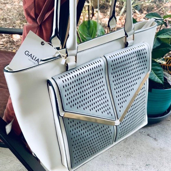 STUNNING WHITE/SILVER HANDBAG Designer Inspired SHOULDER BAG/TOTE❤️NEW W/TAG - Picture 7 of 16